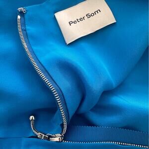Peter Som blue 100% seta Silk Drape Evening Dress Sz US4